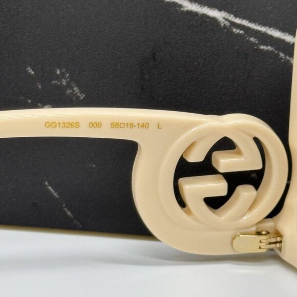 NEW GG1326S 009 GUCCI SUNGLASSES OVERSIZED IVORY GREY WOMEN EYEWEAR GUCCI - Picture 11 of 13